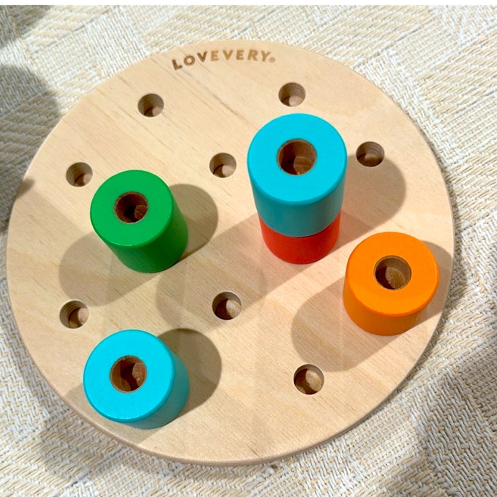 LOVEVERY Wooden Stacking Pegboard Adventurer Play Kit 16 17 18 months